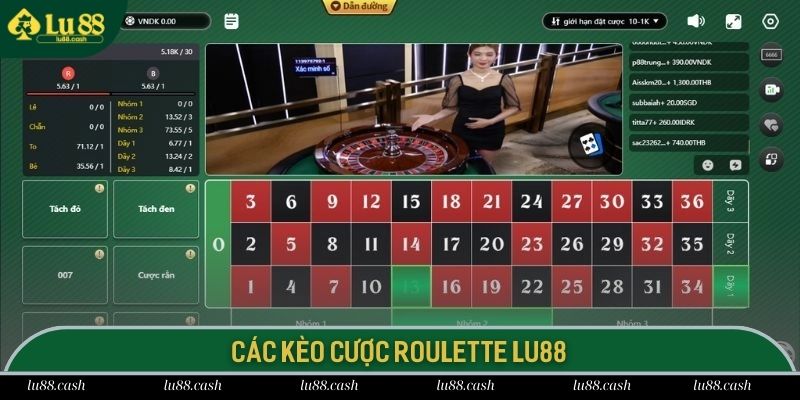 Roulette LU88 Thông tin về các kèo cược thường gặp trong game roulette